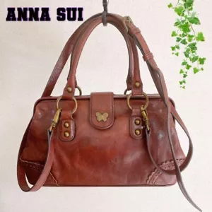 Anna Sui 2-Wege Schultertasche Rindsleder braun W11,4 Zoll x H5,9 Zoll x T4,7 Zoll JAPAN GEBRAUCHT - Bild 1 von 12