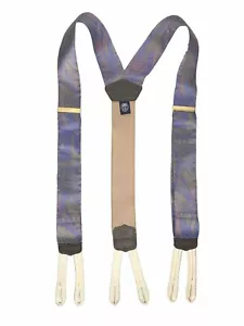 Torino William Mimeles Collection Men’s Suspenders Silk Blue/Beige - Picture 1 of 8