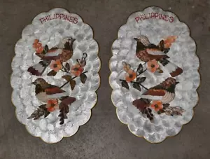 Philippinen Capiz Muschel überbackene Muschel Wandbild Vögel Papageien - Bild 1 von 1