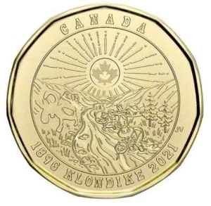 1896-2021 Canada Klondike Gold Rush 125th Anniversary $1 Loonie Non Colour Coin - Picture 1 of 3