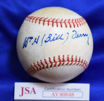 Bill Terry JSA COA Autograph National League ONL Signed Baseball - Image 1 of 2