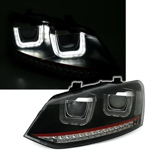 Scheinwerfer Set für VW Polo 6R / 6C mit roter Leiste U- Tube LED - Bild 1 von 6