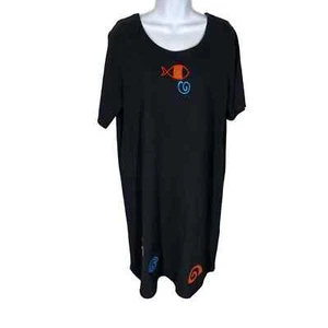 Maxi Vestido para Mujer Coldwater Creek Manga Corta Negro Bordado Talla XL - Imagen 1 de 5