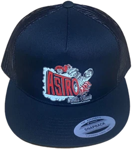 ASTRO Custom Wheels Black Flat Brim Trucker Hat Hot Rods Drag Racing - Picture 1 of 1