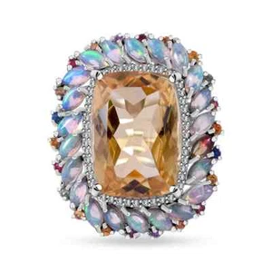 17.15ctw AAA Brazilian Citrine Cocktail Ring Platinum Plated Sterling Size 7 - Picture 1 of 5