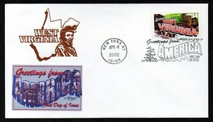 USA, SCOTT #3608, ARTMASTER FDC COVER 2002 WEST VIRGINIA, GREETINGS FROM AMERICA - Picture 1 of 1