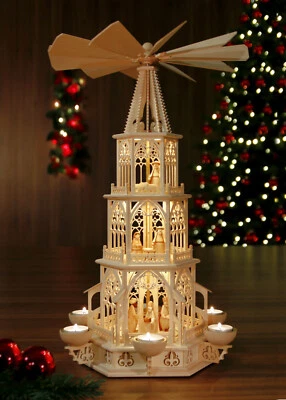 Weihnachtspyramiden Erzgebirge Tilgner-Pyramide Figuren Seiffen beleuchtet 53 cm