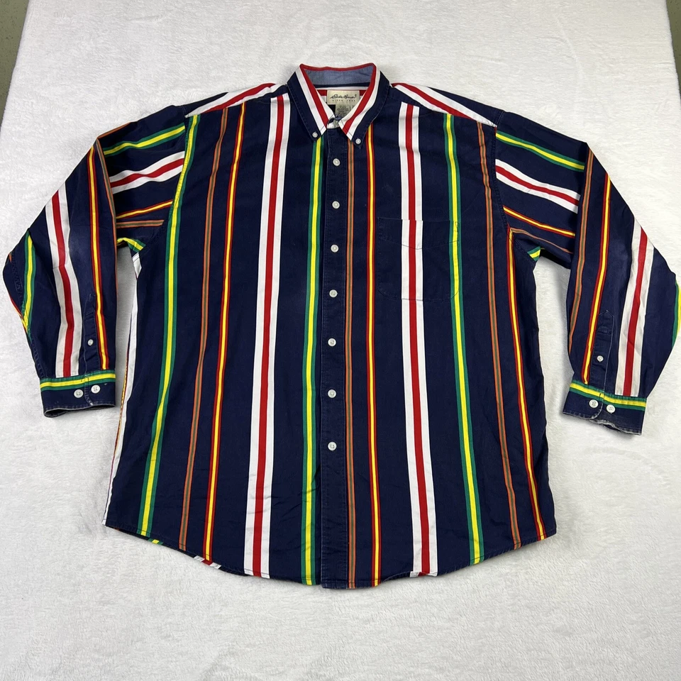 Eddie Bauer Men’s XL Tall  Shirt Button-Up Long Sleeve Striped Cotton Nautical - Image 1 of 4