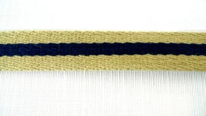 3 Yards Woven Fabric BELTING STRAPPING Tan & Navy Stripe NEW - Picture 1 of 2