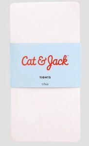 Cat & Jack Girls Tights Sz 12-14 Fresh White Nylon Footed Tights BRAND NEW
