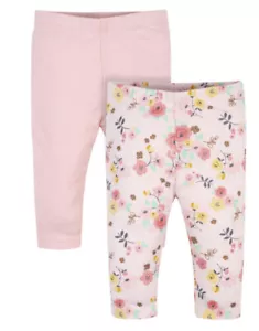 Gerber Organic cotton 2-Pack Pink Floral baby Pants NWT 0-3 Months - Picture 1 of 4