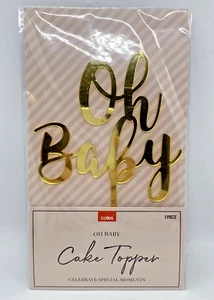 Gold Acrylic Oh Baby Cake Topper Decor Announcement Shower - Picture 1 of 12