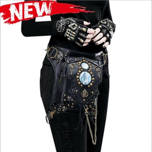 Vintage Steampunk Waist Fashion bags Motorcycle Leg Gothic Leather Messenger Bag - Picture 1 of 11