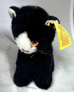 DE COLECCIÓN STEIFF Gato Negro Sentado Años 70 ID 1493/14 RARO Hecho en Alemania Occidental - Imagen 1 de 6
