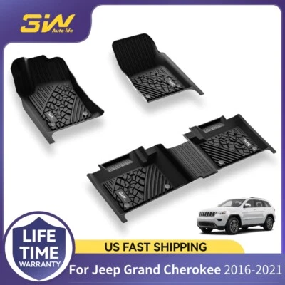 Alfombrillas TPE 3W para Jeep Grand Cherokee 2016-2021 para todo tipo de clima ajuste personalizado negras Foto 1 de 4