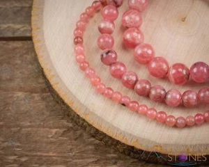 RHODOCHROSITE Crystal Bracelet, Gemmy Round Beads, Beaded Handmade Jewelry E1604 - Picture 1 of 10