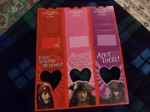DISNEY Piratas del Caribe SELLO DÍA DE SAN VALENTÍN 3 TARJETAS RECORTADAS 1 hoja - Imagen 1 de 4