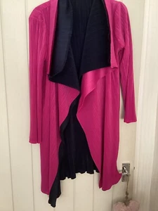 FRANK USHER reversible plisse pleats jacket navy/magenta edge to edge waterfall - Picture 1 of 6