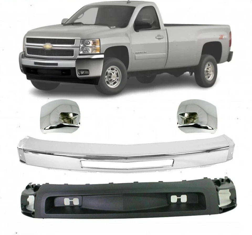Front Bumper Chrome & Air Dam Kit For 2007-2010 Chevy Silverado 2500HD 3500HD Foto 1 de 4