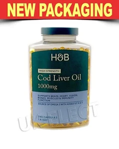 Holland & Barrett PURE COD LIVER OIL (1000mg) Capsules *New Packing* - Picture 1 of 6
