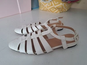 Womens Topshop Crocodile White Patent Gladiator Caged Sandals. UK Size 5 Euro 38 - Picture 1 of 5
