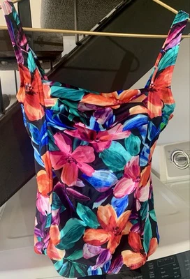 Caribbean Joe Traje de Baño Floral Tankini Camiseta sin Mangas 16 Nuevo sin Etiquetas 14 Falda de Natación Azul Marino Foto 1 de 4