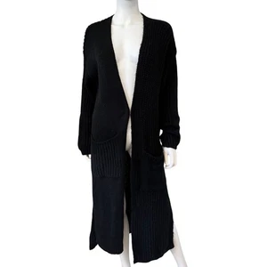 NEW TOPSHOP NORDSTROM Women's Black Long Sleeve Open Front Cardigan Size 4-6 - Picture 1 of 7