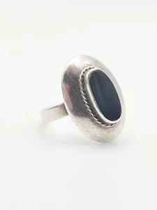 Vintage 925 Sterling Silber Onyx Ring - Bild 1 von 4