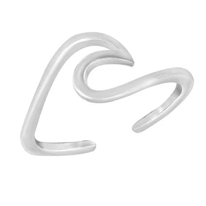 Asymmetrical Ocean Wave Sterling Silver Toe Ring Unique Shape - Picture 1 of 5