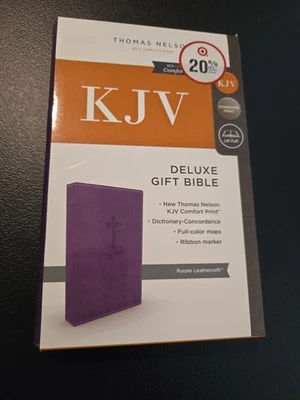 KJV, Deluxe Gift Bible, Imitation Leather, Purple, Red Letter Edition - Excellen - Image 1 of 4