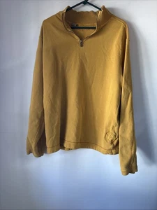 Margaritaville Quarter Zip Sweater Mens Large Mustard Yellow Cotton Long Sleeve - Picture 1 of 5