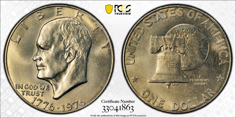 Eisenhower Dollar 1976 Type 1 PCGS MS65 - Rich Gold Toning Obv. & Rev. - Image 1 of 3