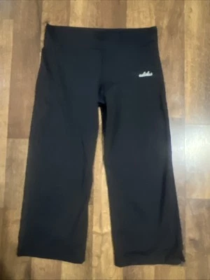 Vintage Adidas Cropped Sweats Capri Women's Black Spell out Cursive Print - Image 1 of 4