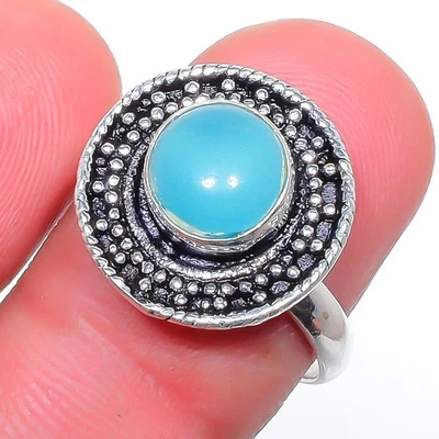 Anillo de joyería enchapado en plata con piedras preciosas de ónix azul tamaño ajustable (R8367) Foto 1 de 4