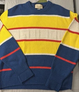 Gucci Striped Crew Neck Wool Knit Sweater Men’s Size XXL Authentic - Picture 1 of 15