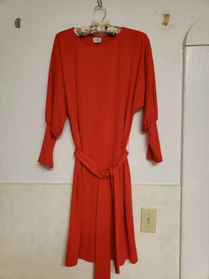80's Vintage Women's DeWeese Designs Red Dolman Batwing Dress Med-Large Sexy  - Image 1 of 4