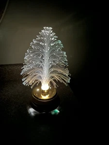 Vintage 80er Jahre Glasfaser beleuchtet drehender musikalischer Weihnachtsbaum funktioniert - Bild 1 von 9