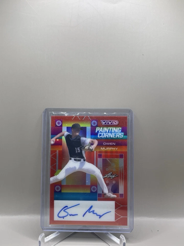 2022 Leaf Vivid Owen Murphy Painting Corners Red Auto /35 Atlanta Braves SP - Image 1 of 2