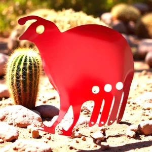 Red Kokopelli Quail steel hand bent for 3-d look wall art sawtooth hanger - Picture 1 of 6