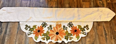 Pier 1 Chimenea Manto Bufanda Yute Otoño Otoño Girasol Flor Bordada Foto 1 de 4