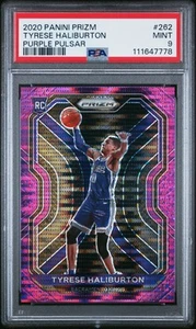 PSA 9 2020 Panini Prizm Tyrese Haliburton Purple Pulsar Rookie RC 1/35 #262 - Picture 1 of 2