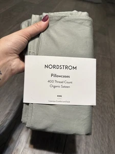 Nordstrom 100% Bio Satin King Kissenbezug Set 2 Stück Olivgrün - Bild 1 von 2