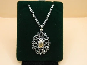 JAMES AVERY RETIRED 925/14K TEAR DROP OPEN LATICE WORK PENDANT WITH CHAIN - Picture 1 of 4