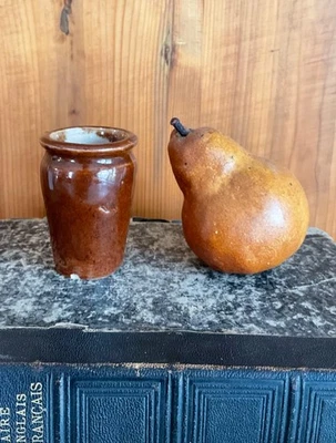 vtg miniature CROCK sewer tile pottery End-Of-Day whimsy folk art outsider mini - Image 1 of 4