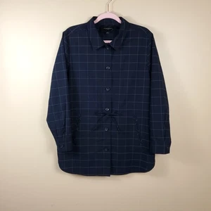 Banana Republic Navy Window Pane Shirt Jacket Size S - Picture 1 of 12