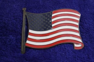 Brass US Flag Grille Badge Bumper License Topper Accessory Sign Stars & Stripes - Picture 1 of 4