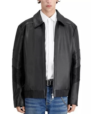 NEW THE KOOPLES  Classic Leather Jacket Black Lambskin Men S/Women M-L NWT $975 - Image 1 of 4
