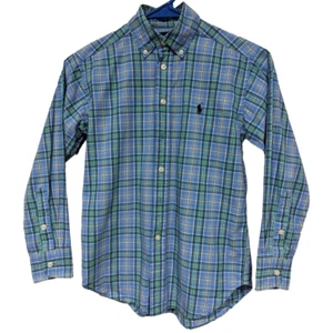 Ralph Lauren Boy's sz S ( 8 ) Blue, Green, and Black Plaid LS Button Down - Picture 1 of 5
