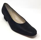 Salvatore Ferragamo Women's Size 6.5 B Black Suede Fabric Leather Logo Heel