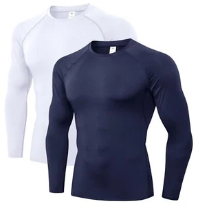 Men's Compression Shirts Long Sleeve Athletic T Shirts Workout Cool Dry Runni... - Picture 1 of 7